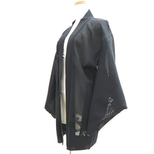 Load image into Gallery viewer, Haori Jacket Black Sheer Zen Temple Silk #10903E5