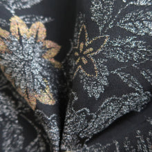 Load image into Gallery viewer, Haori Jacket Vintage(1950-1980) Black Silver Gold Flower Silk #9753A3
