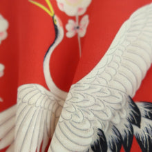 Load image into Gallery viewer, Juban Vintage(1950-1980) Red Crane Birds Silk #10503B1