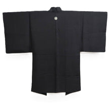 Load image into Gallery viewer, Men's Haori Vintage(1950-1980) Black Montsuki Silk #10423A2