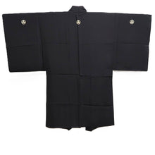 Load image into Gallery viewer, Men's Haori Vintage(1950-1980) Black Montsuki Takarabune Silk #10437A3