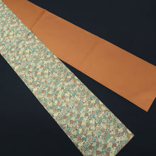 Load image into Gallery viewer, Fukuro Obi Green Brown Gold Hyakunin Issyu Silk BB341V9