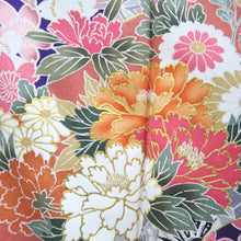 Load image into Gallery viewer, Furisode Purple Blackish Crane Birds Cherry Blossom Tall Silk #11081A5