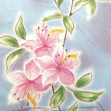 Load image into Gallery viewer, Yukata Light Blue Lily Cotton #10746D3