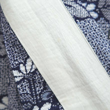 Load image into Gallery viewer, Yukata Vintage(1950-1980) Navy White Flower Cotton #10484A5