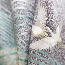 Load image into Gallery viewer, Kimono Purple Embroidery Crane Birds Wave Silk #9646J2