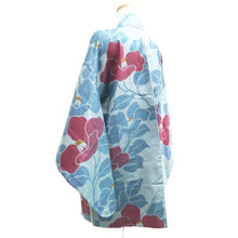 Load image into Gallery viewer, Haori Jacket Vintage(1920-1950) Light Gray Light Blue Meisen Silk #11002F5