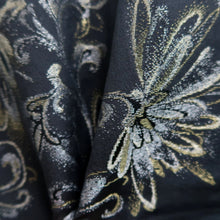 Load image into Gallery viewer, Haori Jacket Vintage(1950-1980) Black Silver Gold Flower Silk #10185D5