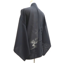 Load image into Gallery viewer, Haori Jacket Black Sheer Maple Leaf Wave Silk #10913E5