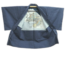 Load image into Gallery viewer, Men's Haori Vintage(1950-1980) Dark Blue Dragon Silk #10639C4