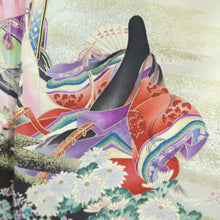 Load image into Gallery viewer, Furisode Pearl white Heian Princess Crane Birds Silk #11092B1