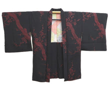 Load image into Gallery viewer, Haori Jacket Vintage(1950-1980) Black Plum blossom Branch Silk #10672C5