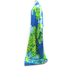 Load image into Gallery viewer, Furisode Blue Green Tree Silk #10303E5