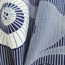 Load image into Gallery viewer, Yukata Vintage(1950-1980) Navy White Bangasa Umbrella Cotton #10756D3