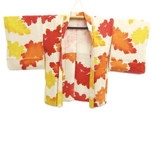 Load image into Gallery viewer, Haori Jacket White Reddish Yellow Floral pattern Silk #10853E3