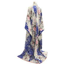 Load image into Gallery viewer, Furisode Blue Plum blossom Camellia Silk #10543B3