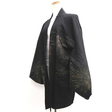 Load image into Gallery viewer, Haori Jacket Vintage(1950-1980) Black Gold Silver Chrysanthemum Silk #10186D5