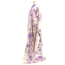 Load image into Gallery viewer, Furisode White Lavender Bird Flower Yamato Silk #10553B4