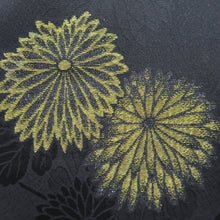Load image into Gallery viewer, Haori Jacket Vintage(1950-1980) Black Gold Silver Chrysanthemum Silk #9863B2