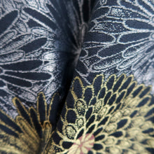 Load image into Gallery viewer, Haori Jacket Vintage(1950-1980) Black Silver Gold Chrysanthemum Silk #10200E1
