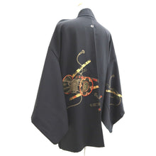 Load image into Gallery viewer, Haori Jacket Black Tsuzumi Flute Silk #10813E1
