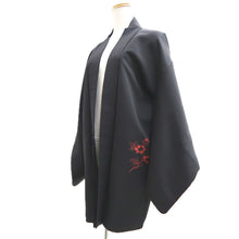 Load image into Gallery viewer, Haori Jacket Vintage(1950-1980) Black Flower Silk #10592C1