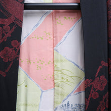 Load image into Gallery viewer, Haori Jacket Vintage(1950-1980) Black Plum blossom Branch Silk #10672C5