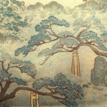 Load image into Gallery viewer, Fukuro Obi Gold Pale Green Kinkakuji Landscape Silk BB334V9