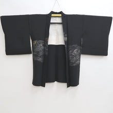 Load image into Gallery viewer, Haori Jacket Vintage(1950-1980) Black Silver Mastu Curling Wave Landscape Silk #9754A3