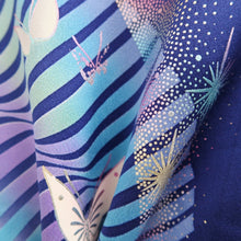 Load image into Gallery viewer, Furisode Dark Blue Butterfly Aurora Tall Silk #9707J5