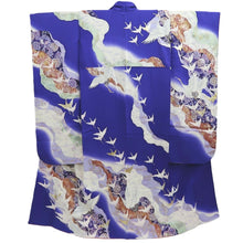 Load image into Gallery viewer, Furisode Blue Crane Birds Silk #10313F1