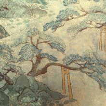 Load image into Gallery viewer, Fukuro Obi Gold Pale Green Kinkakuji Landscape Silk BB334V9