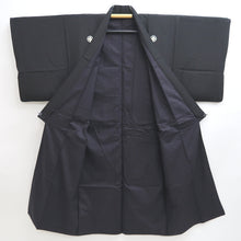 Load image into Gallery viewer, Men's Kimono Vintage(1950-1980) Black Montsuki Habutae Silk #9971C1