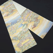 Load image into Gallery viewer, Fukuro Obi Gold White Blue Landscape Silk BB272V5
