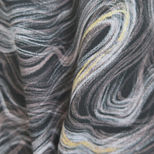 Load image into Gallery viewer, Haori Jacket Vintage(1950-1980) Black White Gold Abstract swirl pattern Silk #10842E2