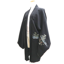 Load image into Gallery viewer, Haori Jacket Vintage(1950-1980) Black Kyoto Kinkakuji Silk #9739A2