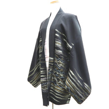 Load image into Gallery viewer, Haori Jacket Vintage(1950-1980) Black Gold Wave Silk #9864B2