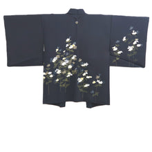 Load image into Gallery viewer, Haori Jacket Blueish Black Floral pattern Silk #11073A4