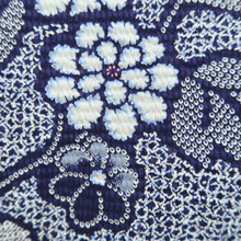 Load image into Gallery viewer, Yukata Vintage(1950-1980) Navy White Flower Cotton #10484A5
