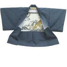 Load image into Gallery viewer, Men's Haori Vintage(1950-1980) Dark Blue Dragon Tiger Silk #10283E4