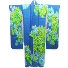 Load image into Gallery viewer, Furisode Blue Green Tree Silk #10303E5