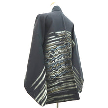 Load image into Gallery viewer, Haori Jacket Vintage(1950-1980) Black Gold Wave Silk #9864B2