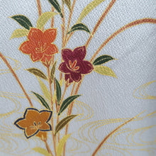 Load image into Gallery viewer, Kimono Beige Blueish Gray Chrysanthemum Plum blossom Silk #10522B2