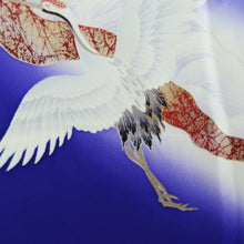Load image into Gallery viewer, Furisode Blue Crane Birds Silk #10313F1