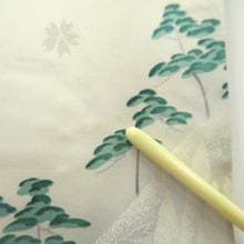 Load image into Gallery viewer, Furisode Pearl white Heian Princess Crane Birds Silk #11092B1