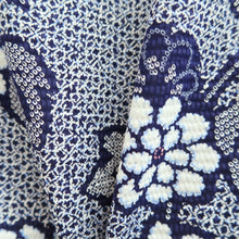 Load image into Gallery viewer, Yukata Vintage(1950-1980) Navy White Flower Cotton #10484A5