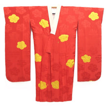 Load image into Gallery viewer, Juban Red Furisode Leaves Shibori Silk #10516B2