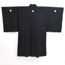 Load image into Gallery viewer, Men's Haori Vintage(1950-1980) Black Montsuki Habutae Ukiyoe Silk #10881E4