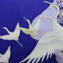 Load image into Gallery viewer, Furisode Blue Crane Birds Silk #10313F1