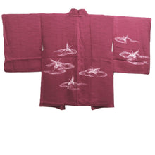 Load image into Gallery viewer, Haori Jacket Wine red Crane Birds Silk #10722D2